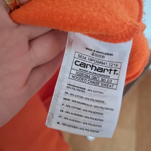 Carhartt Size S Mens Orange Hoodie Pullover Long Sleeve. - Picture 7 of 11